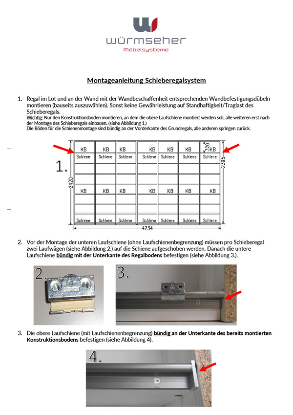 Montageanleitung Würmseher Schieberegalsystem